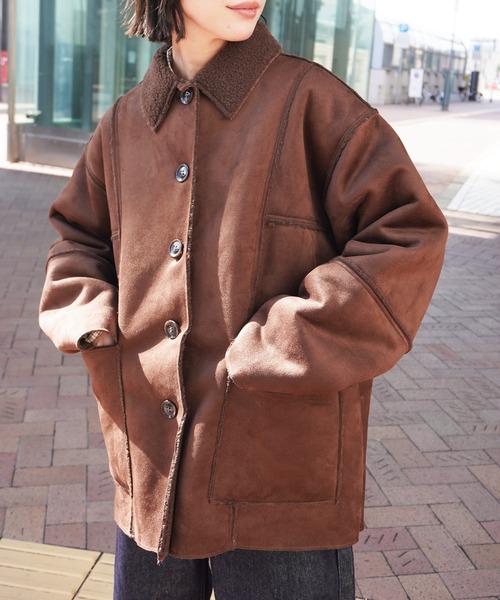 セール】フェイクムートンカバーオール（ムートンコート）｜gossara