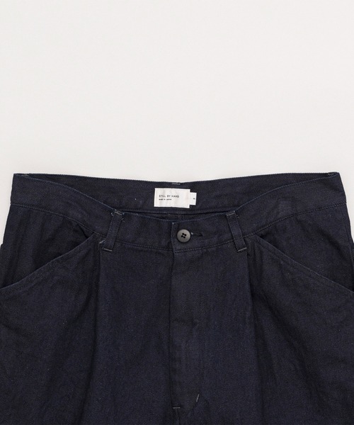 STILL BY HAND（スティルバイハンド）の「【STILL BY HAND】12oz denim 1 tuck pants（デニムパンツ・メンズ・ダークネイビー/ブラック・44/46）」の5枚目の写真