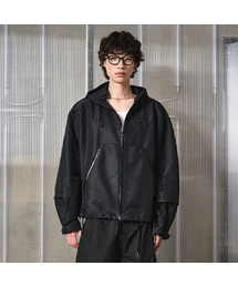 LMOOD（エルムード）の「セイントフードウィンドブレーカー ジャンパーカーボンブラック（ナイロンジャケット）」