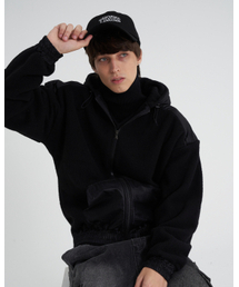 TENER（テネル）の「配色ポイントフリースジップアップブラック（その他アウター）」