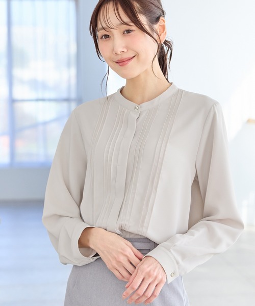 Honeys(ハニーズ)の「ピンタックブラウス(シャツ/ブラウス・レディース・ネイビー/ミント/ホワイト/ライトグレー/ブルー・3L/L/LL/M/S)」の2枚目の写真