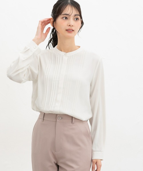 Honeys(ハニーズ)の「ピンタックブラウス(シャツ/ブラウス・レディース・ネイビー/ミント/ホワイト/ライトグレー/ブルー・3L/L/LL/M/S)」の10枚目の写真