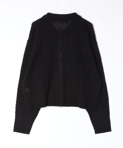 BENUSTA(ベヌスタ)の「A'GEM/9 × .kom 『BENUSTA/ベヌスタ』 OPENWORK ZIP KNIT JACKET/オープンワーク ジップニットジャケット(ニット/セーター・メンズ・アイボリー/ブラック・FREE)」の8枚目の写真