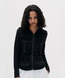SETSETSET（セットセットセット）の「CARGO COTTON HOOD ZIP-UP BLACK（パーカー）」