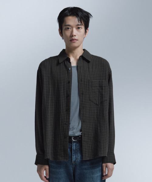 NONBLANK（ノンブランク）の「ギンガムチェックシャツ_カーキ（シャツ/ブラウス・メンズ・カーキ・MEDIUM/LARGE/X-LARGE）」の11枚目の写真