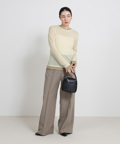 select MOCA（セレクトモカ）の「バイカラーメッシュシアートップス（Tシャツ/カットソー・レディース・ブラウン/ブラック/アイボリー/グレー・FREE）」の20枚目の写真