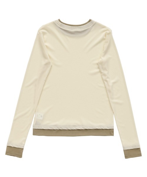 select MOCA（セレクトモカ）の「バイカラーメッシュシアートップス（Tシャツ/カットソー・レディース・ブラウン/ブラック/アイボリー/グレー・FREE）」の7枚目の写真