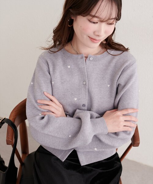 セール】ハート刺繍ポケ付きカーディガン（ニット/セーター）｜natural