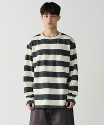 NOUN（ノウン）の「stripe long sleeves (charcoal)（Tシャツ/カットソー）」