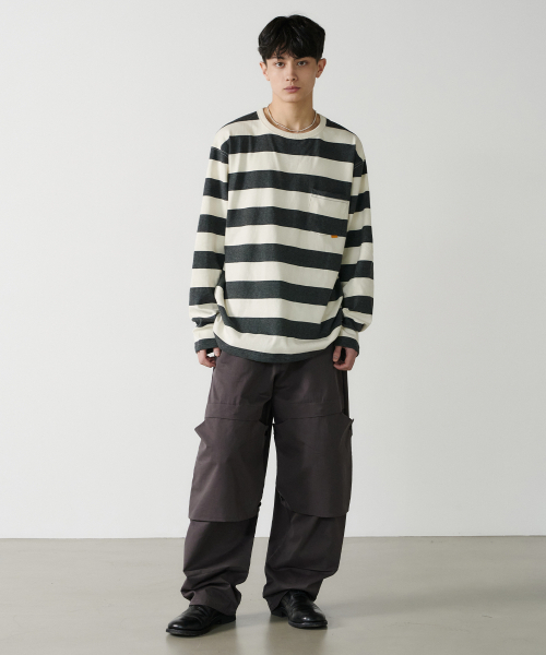 NOUN(ノウン)の「stripe long sleeves (charcoal)(Tシャツ/カットソー・メンズ・その他・1/2)」の2枚目の写真