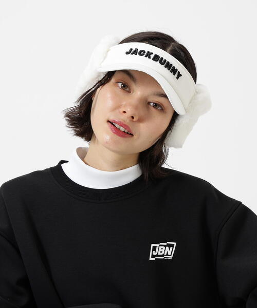 Jack Bunny!!(ジャックバニー)の「【Jack Bunny!!】ファー耳当て付きバイザー (UNISEX)(サンバイザー・レディース・ブラック/ホワイト/グリーン・FREE)」の2枚目の写真