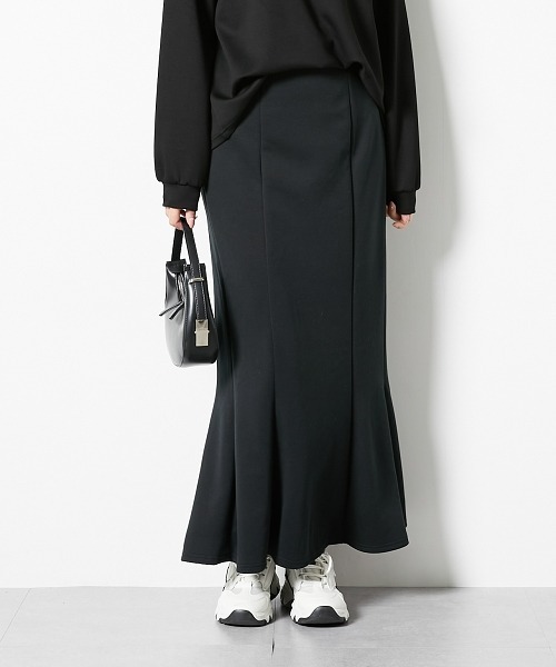 nissen（ニッセン）の「【低身長/高身長サイズ有】なめらかポンチ素材マーメイドスカート（スカート・レディース・モカ/ブラック・T3L/TLL/S/PM/PS/PSS/TL/TM/3L/LL/L/M）」の2枚目の写真