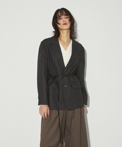 CITY TOKYO（シティトウキョウ）の「Tweed Single Jacket/ツイードシングルテーラードジャケット（テーラードジャケット・レディース・ベージュ/ブラック・FREE）」の2枚目の写真