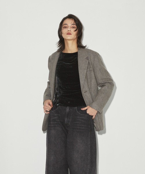 CITY TOKYO（シティトウキョウ）の「Tweed Single Jacket/ツイードシングルテーラードジャケット（テーラードジャケット・レディース・ベージュ/ブラック・FREE）」の10枚目の写真