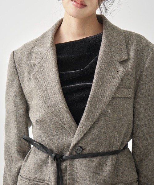 CITY TOKYO（シティトウキョウ）の「Tweed Single Jacket/ツイードシングルテーラードジャケット（テーラードジャケット・レディース・ベージュ/ブラック・FREE）」の5枚目の写真