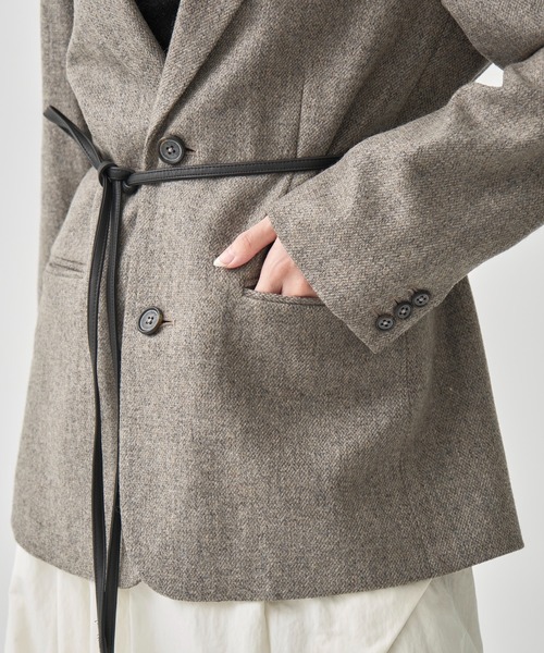 CITY TOKYO（シティトウキョウ）の「Tweed Single Jacket/ツイードシングルテーラードジャケット（テーラードジャケット・レディース・ベージュ/ブラック・FREE）」の4枚目の写真