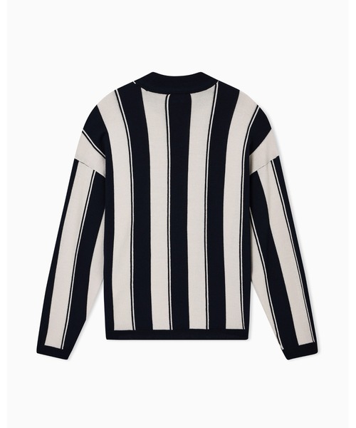 EMPORIO ARMANI(エンポリオアルマーニ)の「【エンポリオ アルマーニ】セーター バージンウール プレーンニット インターシャストライプ(ニット/セーター・メンズ・ネイビー系・X-SMALL/SMALL/LARGE)」の2枚目の写真