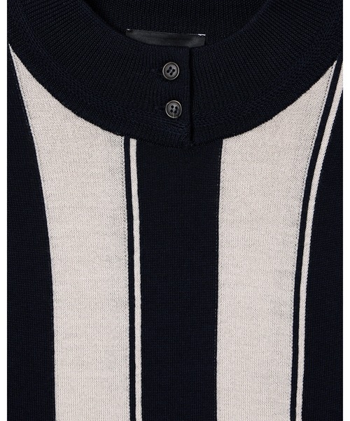 EMPORIO ARMANI(エンポリオアルマーニ)の「【エンポリオ アルマーニ】セーター バージンウール プレーンニット インターシャストライプ(ニット/セーター・メンズ・ネイビー系・X-SMALL/SMALL/LARGE)」の3枚目の写真