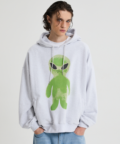 HOODHOOD（フッドフッド）の「エイリアングラフィックオーバーサイズフードパーカー メランジホワイト（パーカー・レディース・その他・1/2）」の2枚目の写真