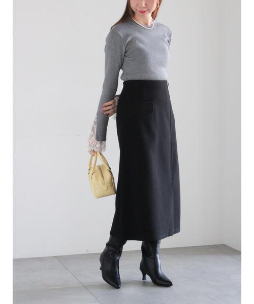 Te chichi（テチチ）の「メルトンジャージートラペーズスカート（スカート・レディース・ブラック/パープル/シルバーグレー・F）」の11枚目の写真