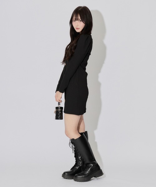 ALLuRing ChaRm(アリュリングチャーム)の「Cutout Pleated Mini Dress / カットアウトプリーツミニワンピース(ワンピース・レディース・ブラック・FREE)」の7枚目の写真
