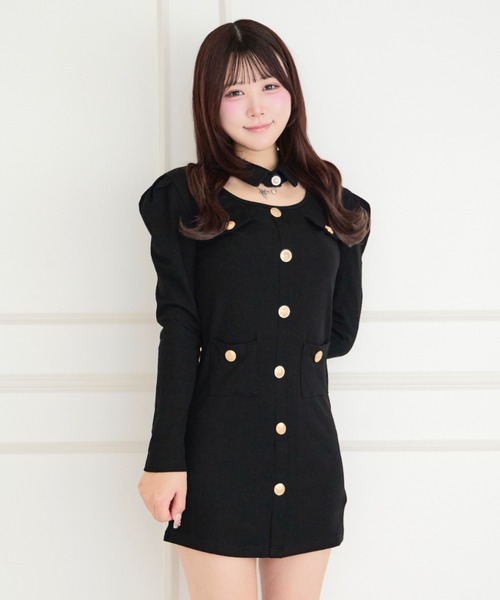ALLuRing ChaRm(アリュリングチャーム)の「Cutout Pleated Mini Dress / カットアウトプリーツミニワンピース(ワンピース・レディース・ブラック・FREE)」の12枚目の写真
