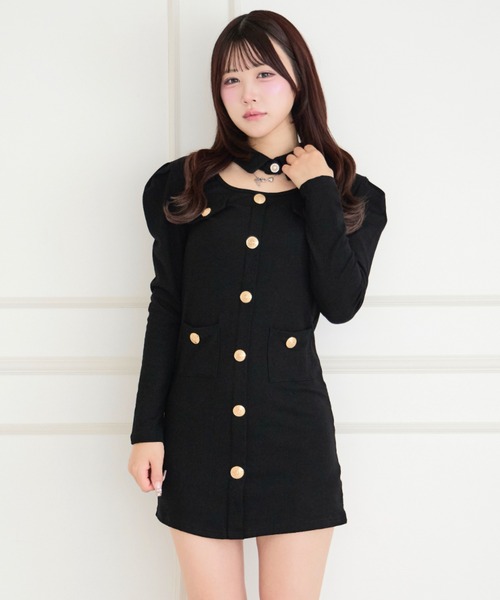 ALLuRing ChaRm(アリュリングチャーム)の「Cutout Pleated Mini Dress / カットアウトプリーツミニワンピース(ワンピース・レディース・ブラック・FREE)」の10枚目の写真