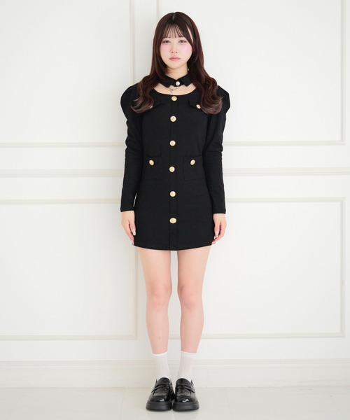 ALLuRing ChaRm(アリュリングチャーム)の「Cutout Pleated Mini Dress / カットアウトプリーツミニワンピース(ワンピース・レディース・ブラック・FREE)」の14枚目の写真
