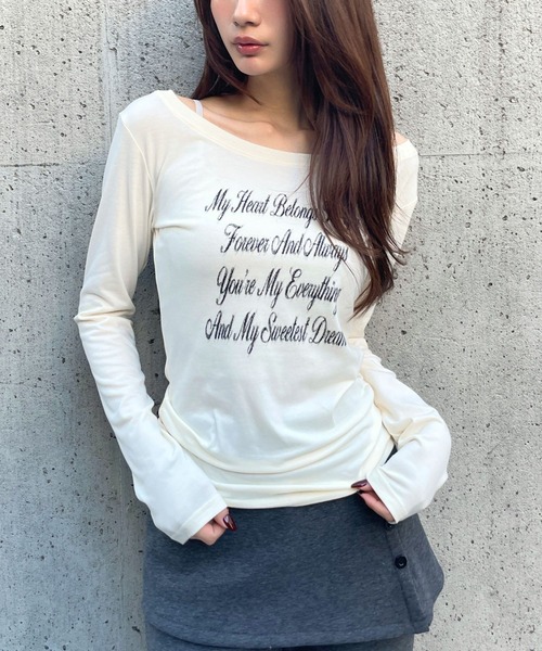 3.3 Field Trip （3.3フィールドトリップ）の「3.3 Field Trip／レタリングロゴカットソー（Tシャツ/カットソー・レディース・ブラック/グレー×ピンク/オフホワイト・FREE）」の2枚目の写真