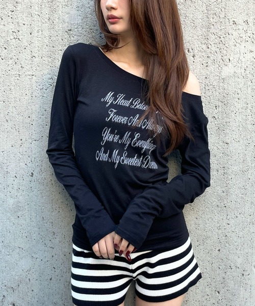 3.3 Field Trip （3.3フィールドトリップ）の「3.3 Field Trip／レタリングロゴカットソー（Tシャツ/カットソー・レディース・ブラック/グレー×ピンク/オフホワイト・FREE）」の3枚目の写真