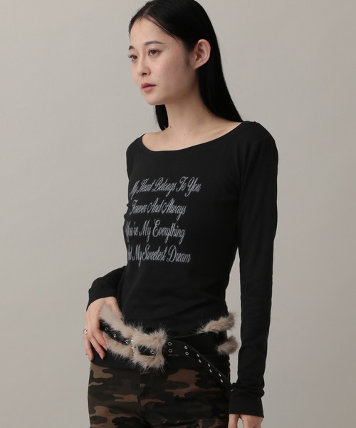 3.3 Field Trip （3.3フィールドトリップ）の「3.3 Field Trip／レタリングロゴカットソー（Tシャツ/カットソー・レディース・ブラック/グレー×ピンク/オフホワイト・FREE）」の21枚目の写真