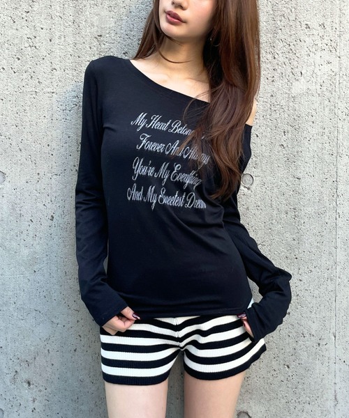 3.3 Field Trip （3.3フィールドトリップ）の「3.3 Field Trip／レタリングロゴカットソー（Tシャツ/カットソー・レディース・ブラック/グレー×ピンク/オフホワイト・FREE）」の13枚目の写真