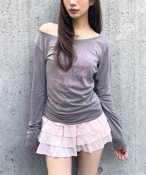 3.3 Field Trip （3.3フィールドトリップ）の「3.3 Field Trip／レタリングロゴカットソー（Tシャツ/カットソー・レディース・ブラック/グレー×ピンク/オフホワイト・FREE）」の8枚目の写真