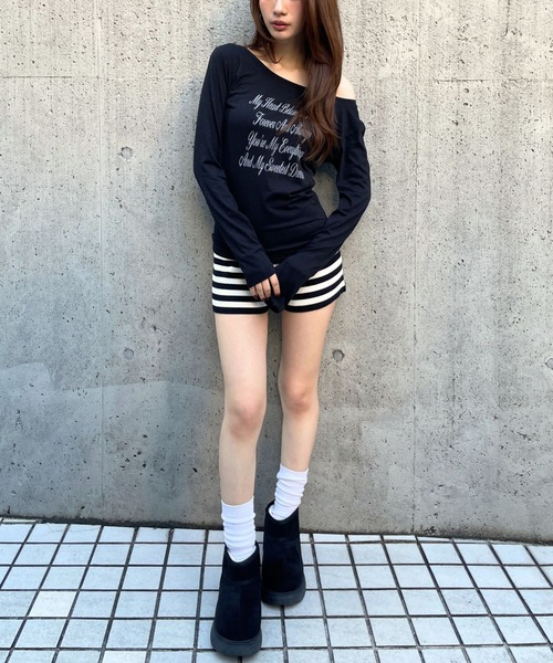 3.3 Field Trip （3.3フィールドトリップ）の「3.3 Field Trip／レタリングロゴカットソー（Tシャツ/カットソー・レディース・ブラック/グレー×ピンク/オフホワイト・FREE）」の14枚目の写真