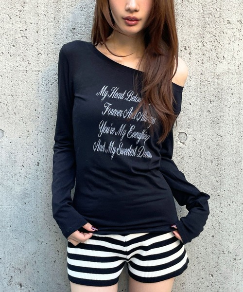 3.3 Field Trip （3.3フィールドトリップ）の「3.3 Field Trip／レタリングロゴカットソー（Tシャツ/カットソー・レディース・ブラック/グレー×ピンク/オフホワイト・FREE）」の11枚目の写真