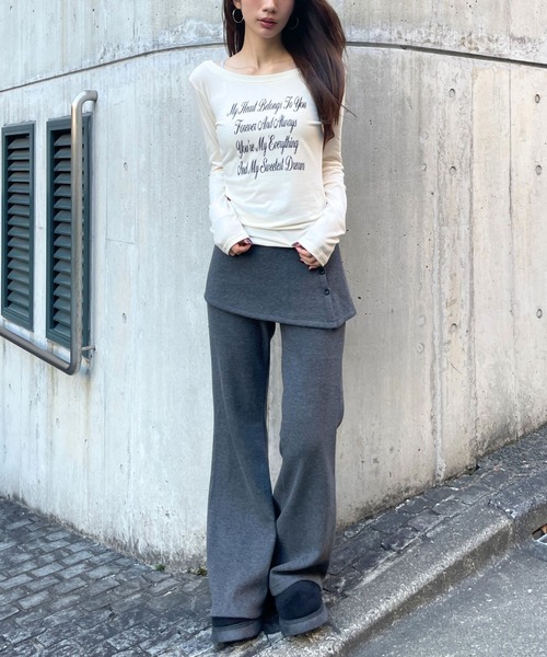 3.3 Field Trip （3.3フィールドトリップ）の「3.3 Field Trip／レタリングロゴカットソー（Tシャツ/カットソー・レディース・ブラック/グレー×ピンク/オフホワイト・FREE）」の6枚目の写真