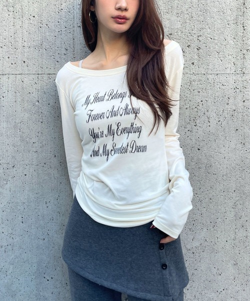 3.3 Field Trip （3.3フィールドトリップ）の「3.3 Field Trip／レタリングロゴカットソー（Tシャツ/カットソー・レディース・ブラック/グレー×ピンク/オフホワイト・FREE）」の4枚目の写真