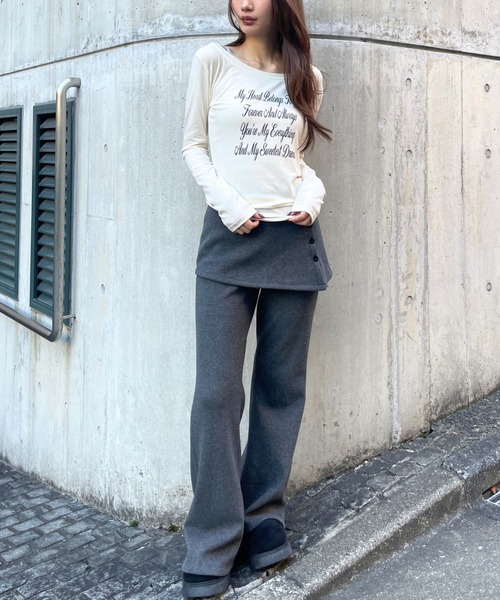 3.3 Field Trip （3.3フィールドトリップ）の「3.3 Field Trip／レタリングロゴカットソー（Tシャツ/カットソー・レディース・ブラック/グレー×ピンク/オフホワイト・FREE）」の5枚目の写真