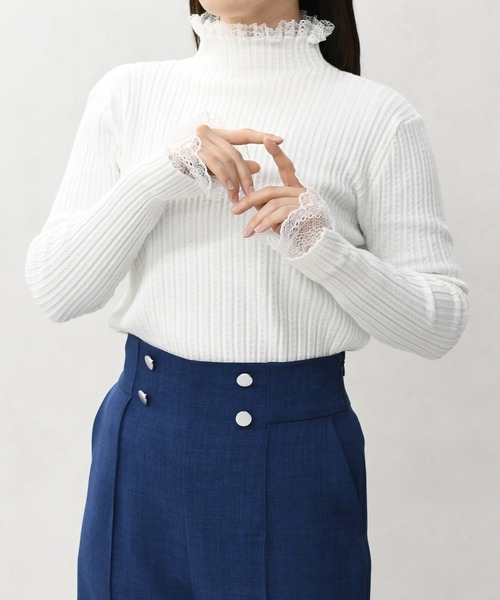 MISCH MASCH(ミッシュマッシュ)の「一部店舗限定 レースハイネックニット(ニット/セーター・レディース・ホワイト/ブラック/アイボリー・フリ-)」の8枚目の写真