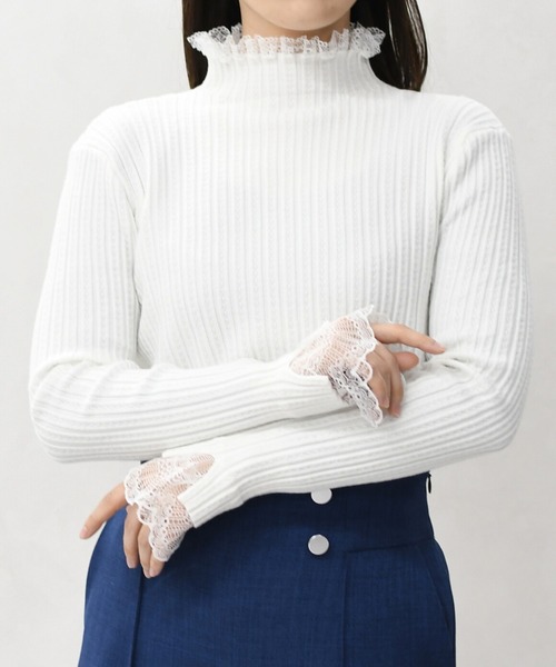 MISCH MASCH(ミッシュマッシュ)の「一部店舗限定 レースハイネックニット(ニット/セーター・レディース・ホワイト/ブラック/アイボリー・フリ-)」の7枚目の写真