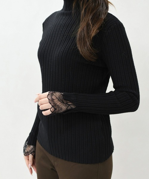 MISCH MASCH(ミッシュマッシュ)の「一部店舗限定 レースハイネックニット(ニット/セーター・レディース・ホワイト/ブラック/アイボリー・フリ-)」の14枚目の写真