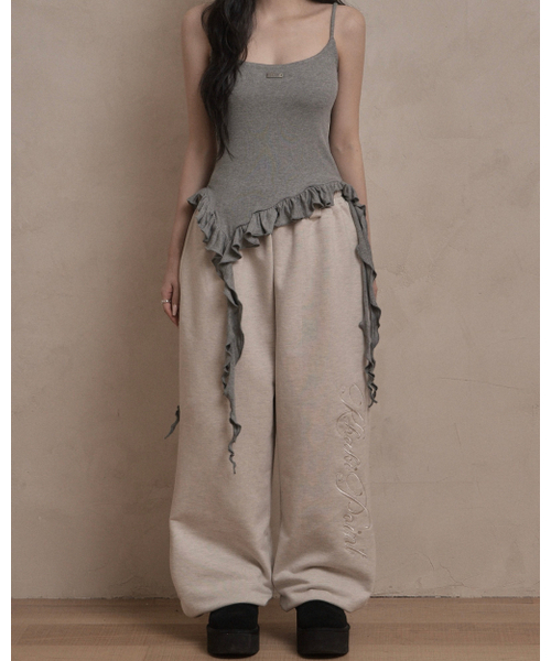 Lettering Jogger Pants (oatmeal)