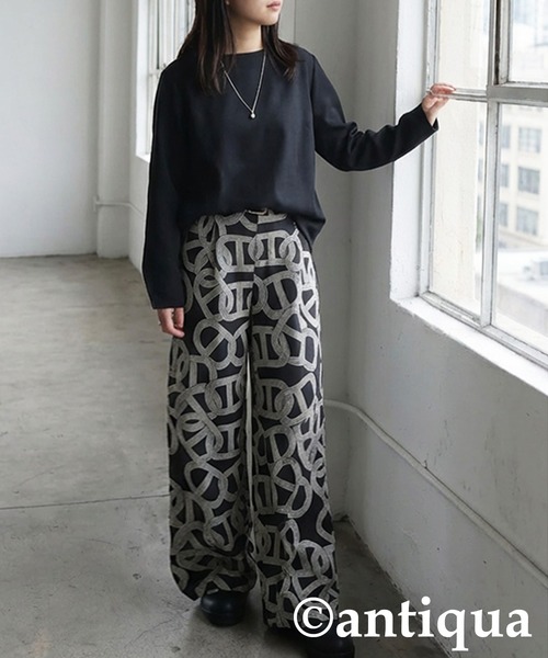 antiqua(アンティカ)の「幾何学柄 ワイドパンツ(その他パンツ・レディース・ブラック/ブルー・ONESIZE)」の15枚目の写真