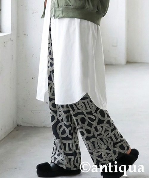 antiqua(アンティカ)の「幾何学柄 ワイドパンツ(その他パンツ・レディース・ブラック/ブルー・ONESIZE)」の18枚目の写真