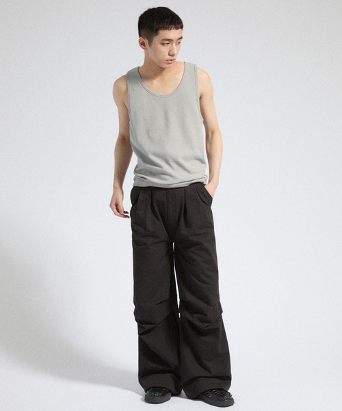 LOREL RIB タンクトップ　ブラック 直営店限定》RANDOM RIB TANK TOP / ランダムリブ タンクトップ