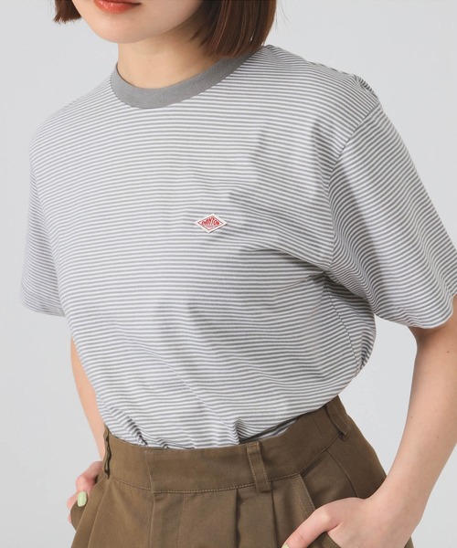 DANTON(ダントン)の「DANTON / ストライプ インナー Tシャツ(Tシャツ/カットソー・レディース・レッド/ライトグレー・SMALL/MEDIUM)」の2枚目の写真