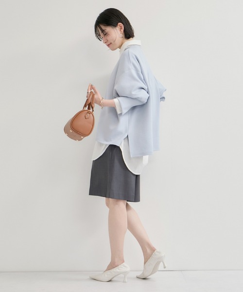 le cercle ADAM ET ROPE'(ルセルクルアダムエロペ)の「フォルムワイドプルオーバー/セットアップ対応(Tシャツ/カットソー・レディース・サックスブルー/ブラック/ライトグレー・FREE)」の22枚目の写真