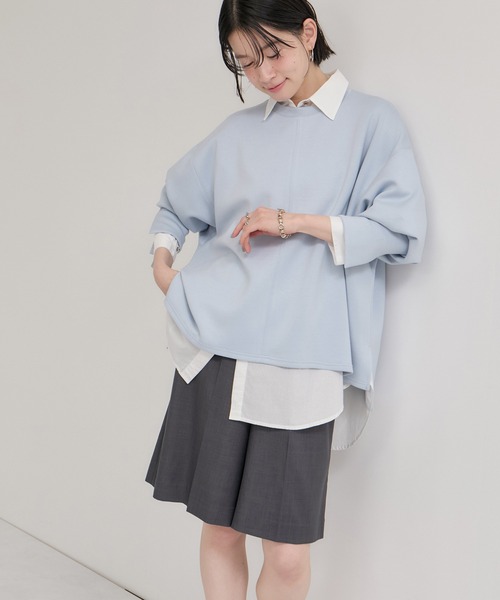 le cercle ADAM ET ROPE'(ルセルクルアダムエロペ)の「フォルムワイドプルオーバー/セットアップ対応(Tシャツ/カットソー・レディース・サックスブルー/ブラック/ライトグレー・FREE)」の17枚目の写真