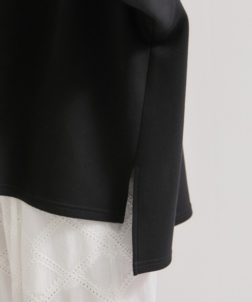 le cercle ADAM ET ROPE'(ルセルクルアダムエロペ)の「フォルムワイドプルオーバー/セットアップ対応(Tシャツ/カットソー・レディース・サックスブルー/ブラック/ライトグレー・FREE)」の4枚目の写真