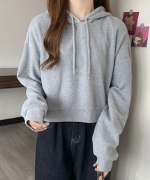 クロップド丈 長袖プルパーカー
